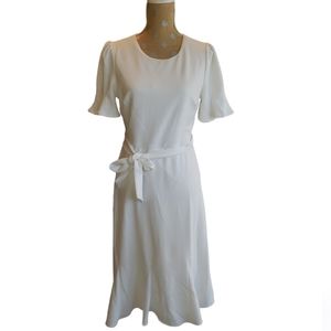 DKNY Ivy dress godet pleat dress white 8 NWT